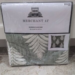 Merchant 41 Green and White Decorative Pillow Cover